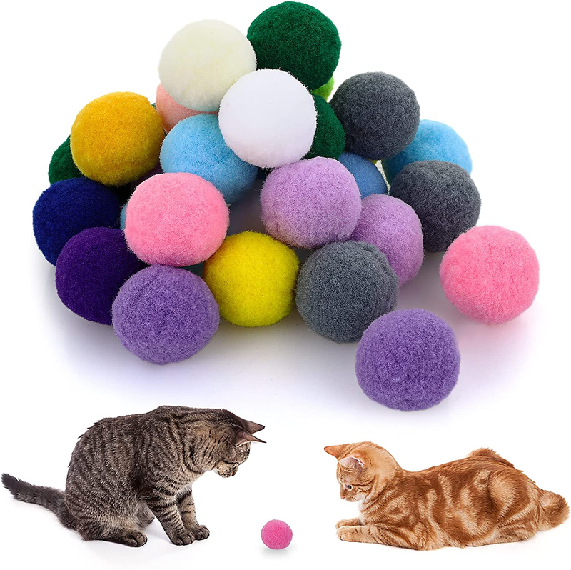 Cat Toy Balls Soft Cat Balls 1Inch Kitten Pom poms Ball Cat Play Toy30 pcs