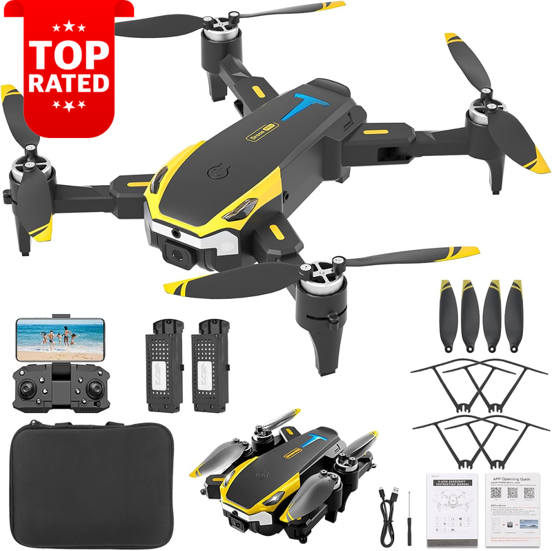 4K HD Camera Drone for Kids Beginners Foldable RC Quadcopter 2 Batteries Selfie