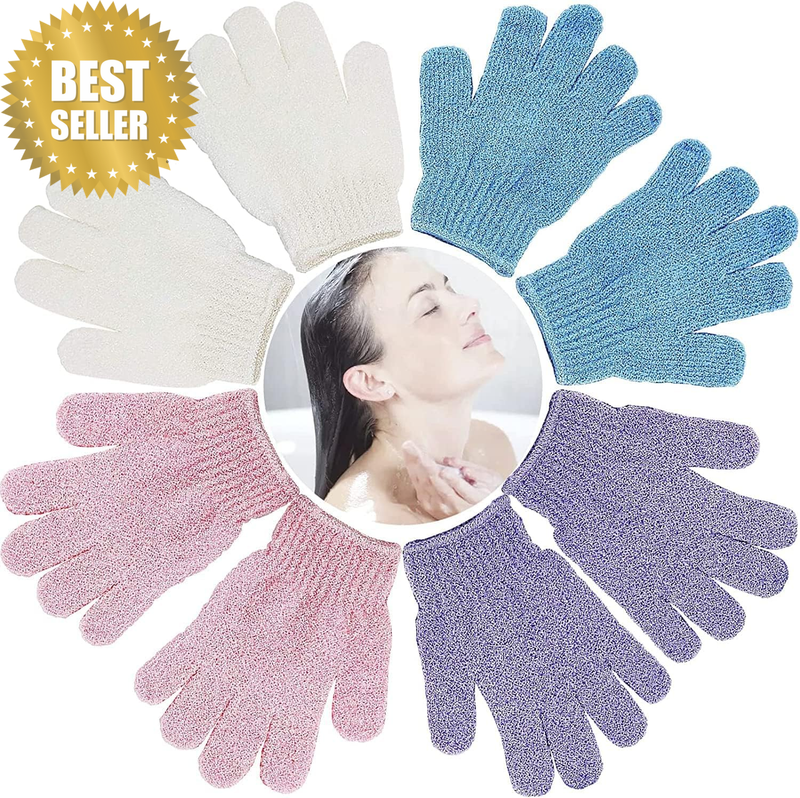8 PCS Deep Exfoliating Gloves Mitt with Hanging Loop for Shower, Spa, Body Scrub