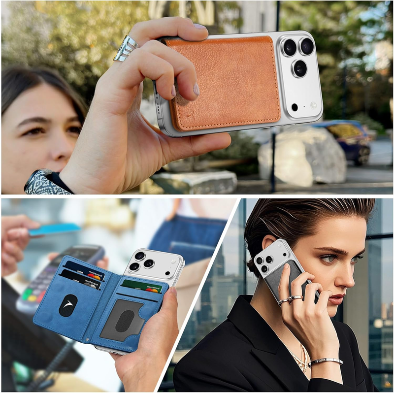 Magnetic Wallet with 6 Card Holders, RFID Blocking [Clear ID Window] PU Leather