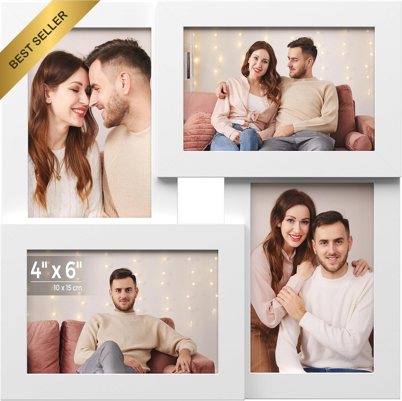 Photo Frame Collage for 4 Photos, 10 X 15 Cm, Wall-Mounted Photo Gallery Display