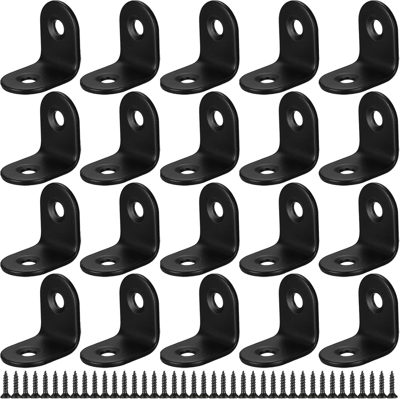 L Brackets, 20 Pcs Corner Braces, 90 Degree Right Angle Brackets, Black Small St