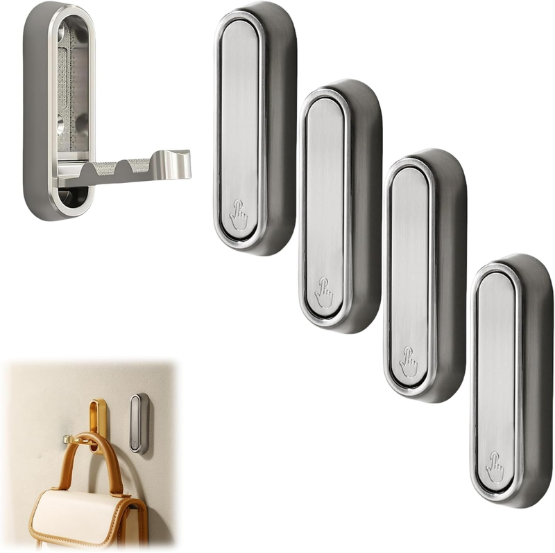 Heavy Duty Folding Wall Hooks, Zinc Alloy Silver Foldable Coat Hooks Wall Mounte