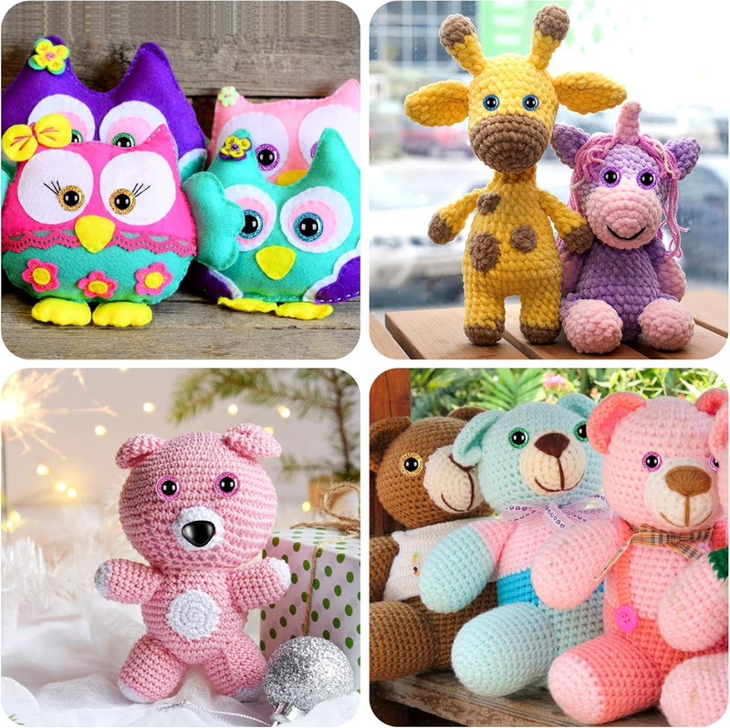 180 Pieces 10-20 mm Large Safety Eyes and Nose with Washers for Amigurumi Animal