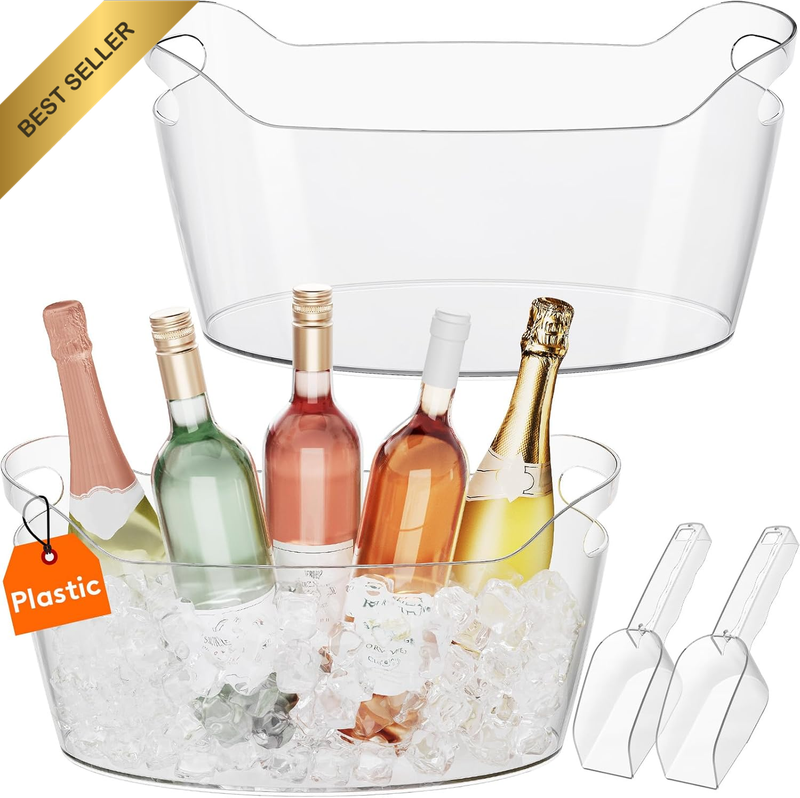 2 PCS Large Ice Bucket (7L) for Parties, Portable Champagne Bucket for Cocktail