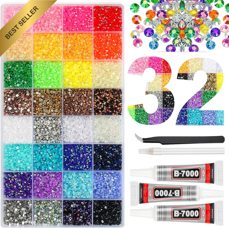 38000Pcs 32 Colors Resin Jelly Gems for Bedazzling, 3Mm Flatback Rhinestones for