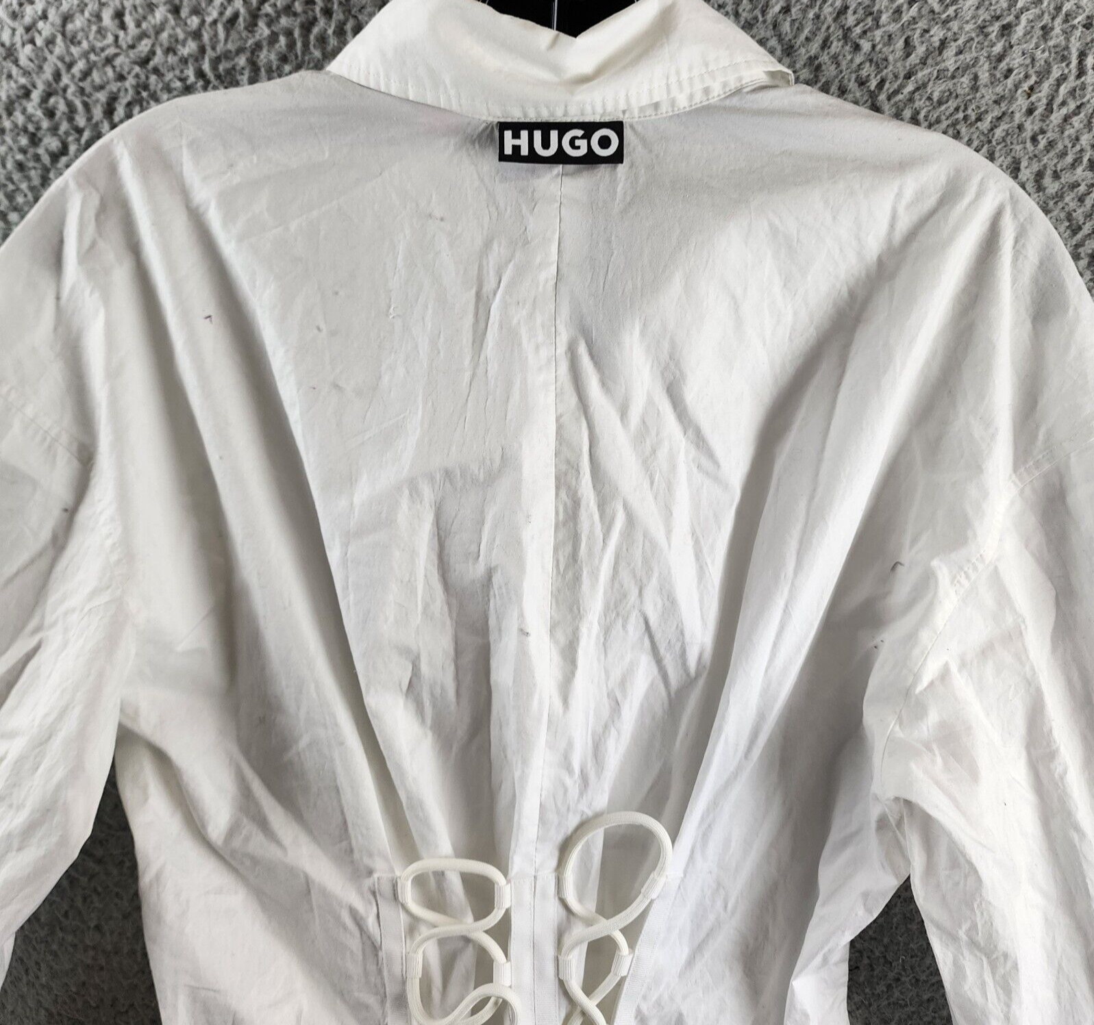 HUGO Eulaila Spread Collar Blouse Women's 4 White Button Closure Long Sleeves - Picture 13 of 16