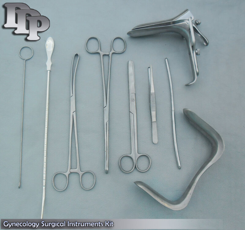 Gynecology Surgical Instruments Kit Forceps , Speculum, curettes VULSELLUM, iud