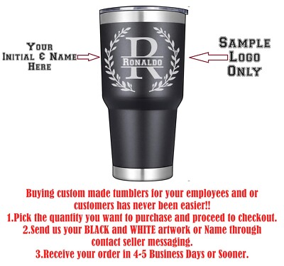 Tumbler Name/Logo ENGRAVED Custom Personalized Your 30oz Water Coffee Mug Gift