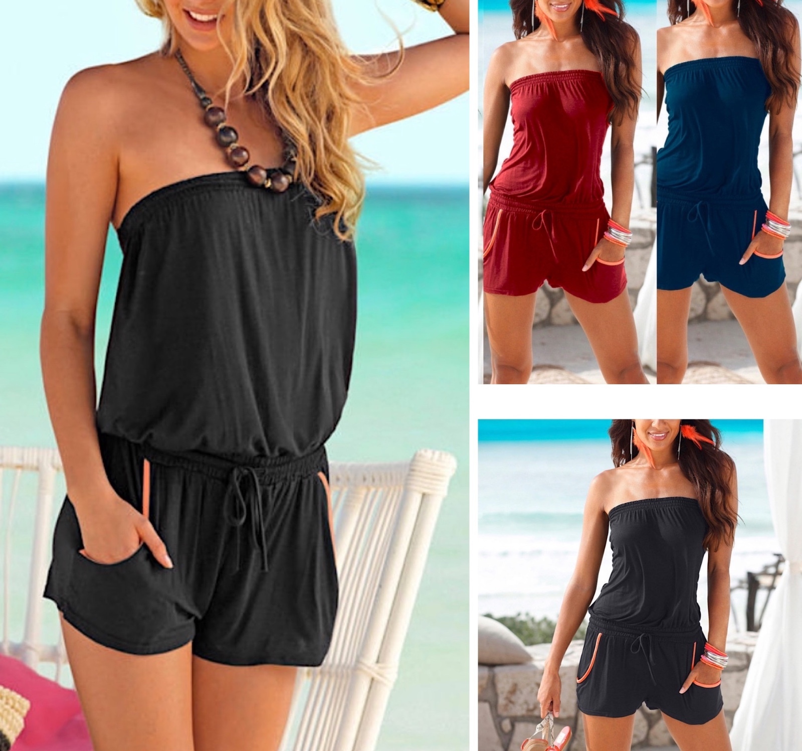 Tuta Pantaloncini Donna Copricostume Casual Woman Shorts Jumpsuit 660016 P