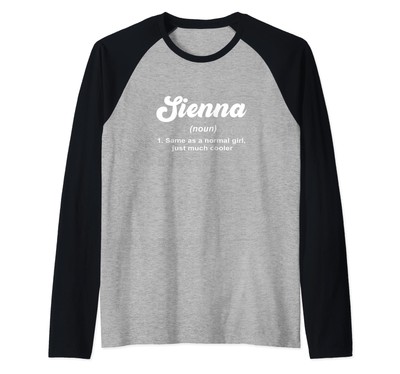 Sienna Noun Definition Personalized Name Sienna Raglan Baseball Tee