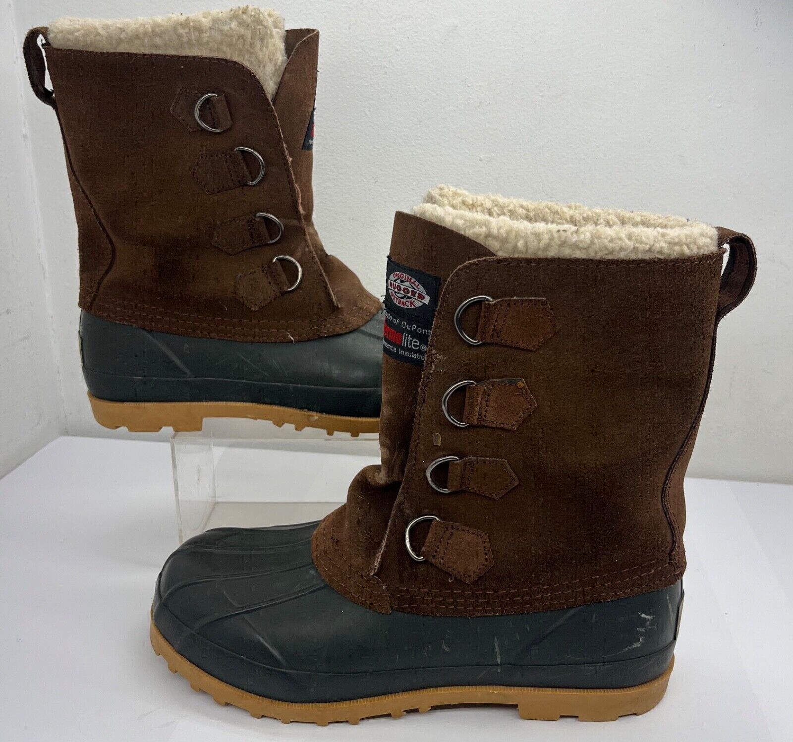 Rugged Outback Men’s 9 M Insulated Boot Leather Rubber Brown Gray Steel Shank