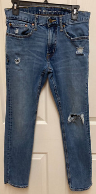 Old Navy Mens Skinny Distressed Blue Stretch Denim Jeans (Tag Size 30x30)