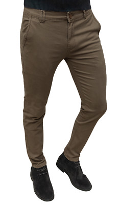 Pantalone uomo sartoriale casual marrone invernale in cotone da 42 a 60