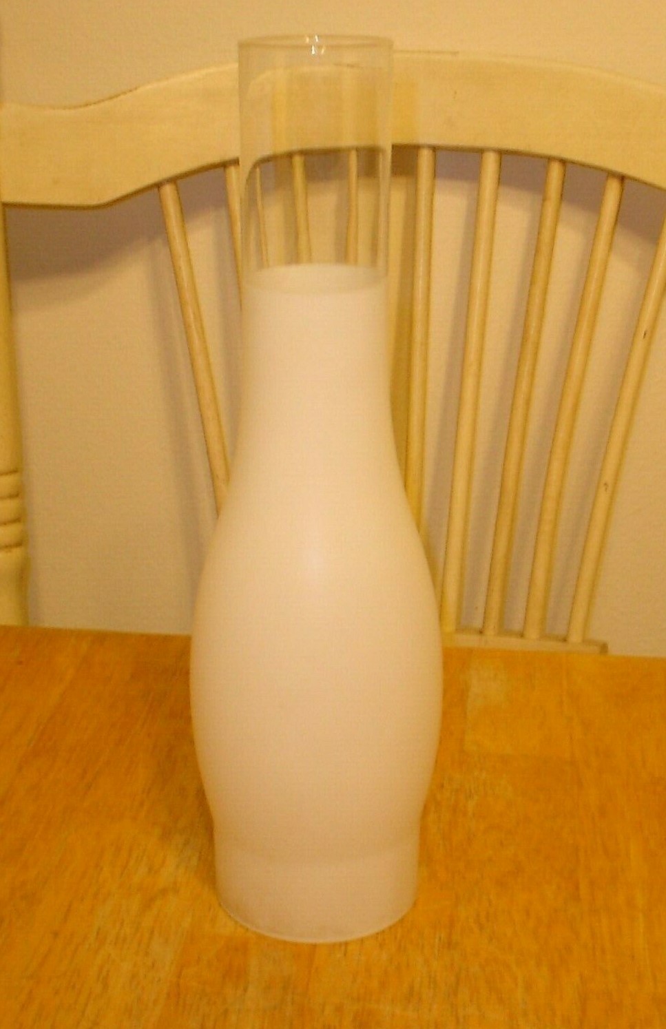 Vintage Frosted & Clear Glass Kerosene Oil Lamp Chimney 3