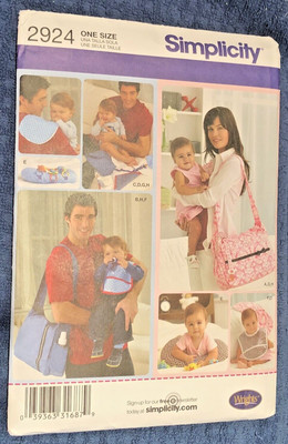SIMPLICITY SEWING PATTERN 2924 HIS & HERS DIAPER BAGS & ACCESSORIES UNCUT