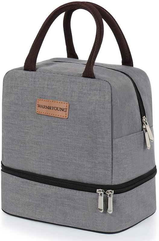 WARM&YOUNG Insulated Lunch Bag Multifunctional Double-decker Lunch bag Cooler Ba