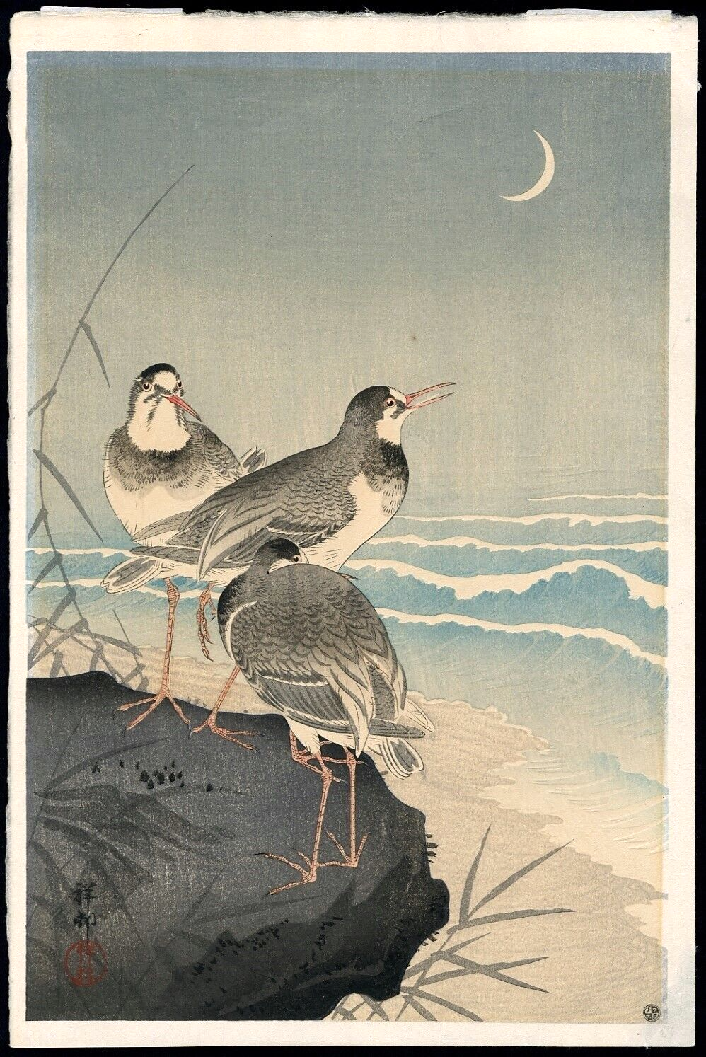 Ohara Koson Shoson JAPANESE Woodblock Print - Three Plovers