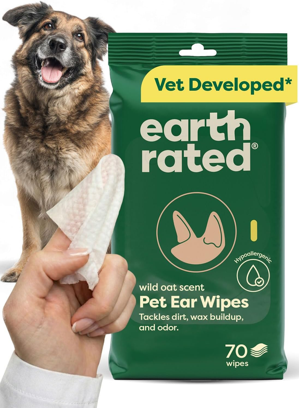 Dog Ear Wipes, Vet-Developed Pet Ear Wipes for Dogs & Cats, 70...