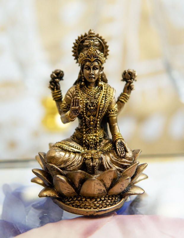 Ebros Vastu Hindu Goddess Of Prosperity Lakshmi Seated Lotus Miniature