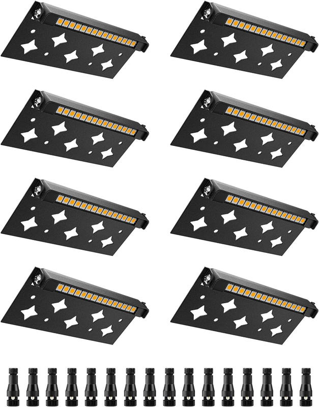 DOREIO 5W Retaining Wall Lights 7 Inch LED Hardscape Lighting Low Voltage Landscape Paver Lights 12V 24V Step Lights Outdoor IP68 Waterproof 3000K Soft White Stair Deck Lighting(8 Pack+Connectors)