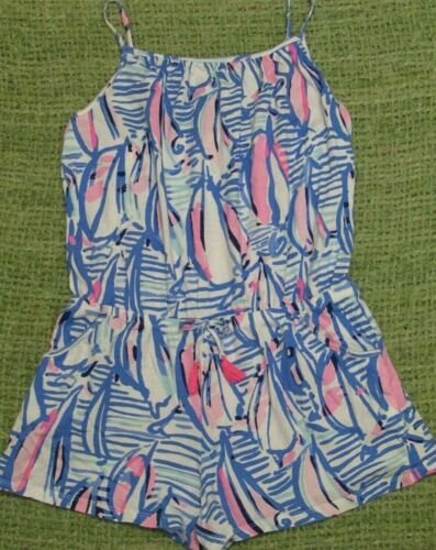 LILLY PULITZER 1pc Summer Shorts Romper Outfit Girls XL 12-14 Sailboats