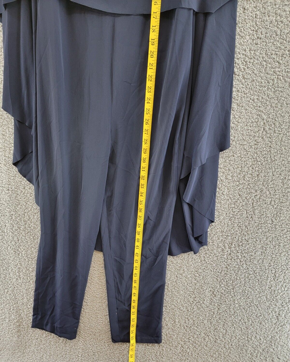 Lauren Ralph Lauren Georgette Cape Jumpsuit Women's 8 Navy Boat Neck Back Zip - Picture 9 of 18