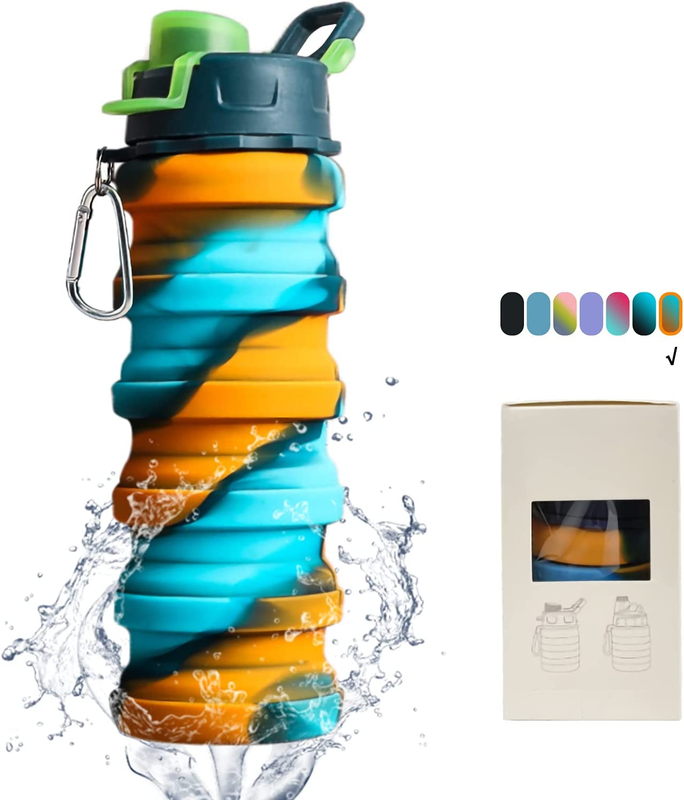 Collapsible Water Bottles - Water Cup 16Oz BPA Free Silicone Foldable Water Bott