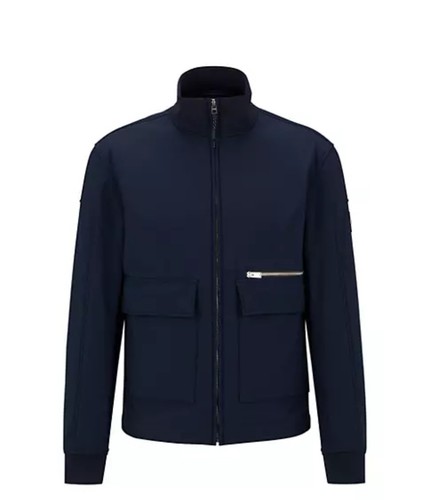Hugo Boss ナイロン スウィングトップ ジャケット ネイビー 40R HUGO BOSS WATER-REPELLENT SOFTSHELL JACKET WITH LOGO PATCH
