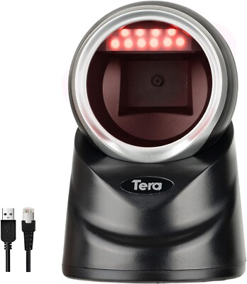 Tera Pro Omnidirectional 1D 2D QR Barcode Scanner Desktop Handsfree, Adjustab