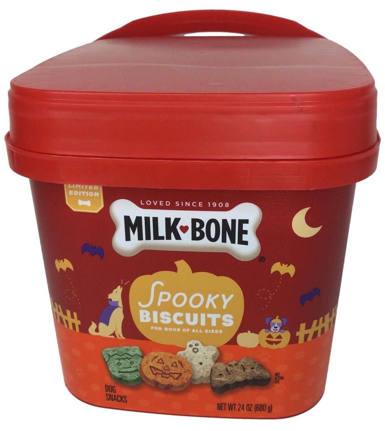 Milk-Bone Spooky Biscuits Halloween Dog Treats 24oz Pail Seaso...