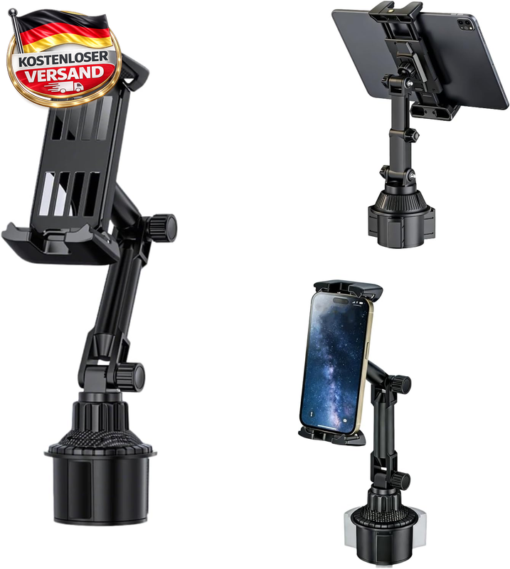 Auto Getränkehalter mit Tablet Halterung 4,7-13 Zoll 360° verstellbar