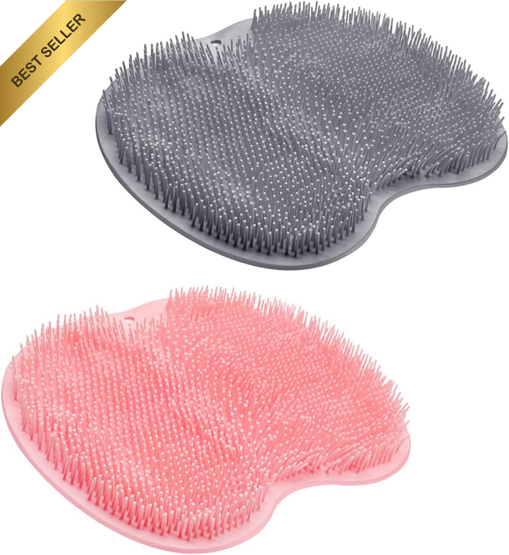 2-Pack Silicone Shower Foot Scrubber Mat Back Washer with Suction Cups for Massa