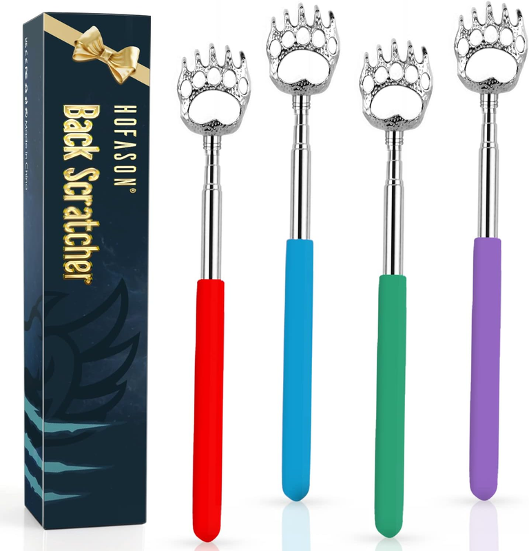 4 Pack Back Scratcher for Men Women, Bear Claw Telescopic Scratcher Back Massage