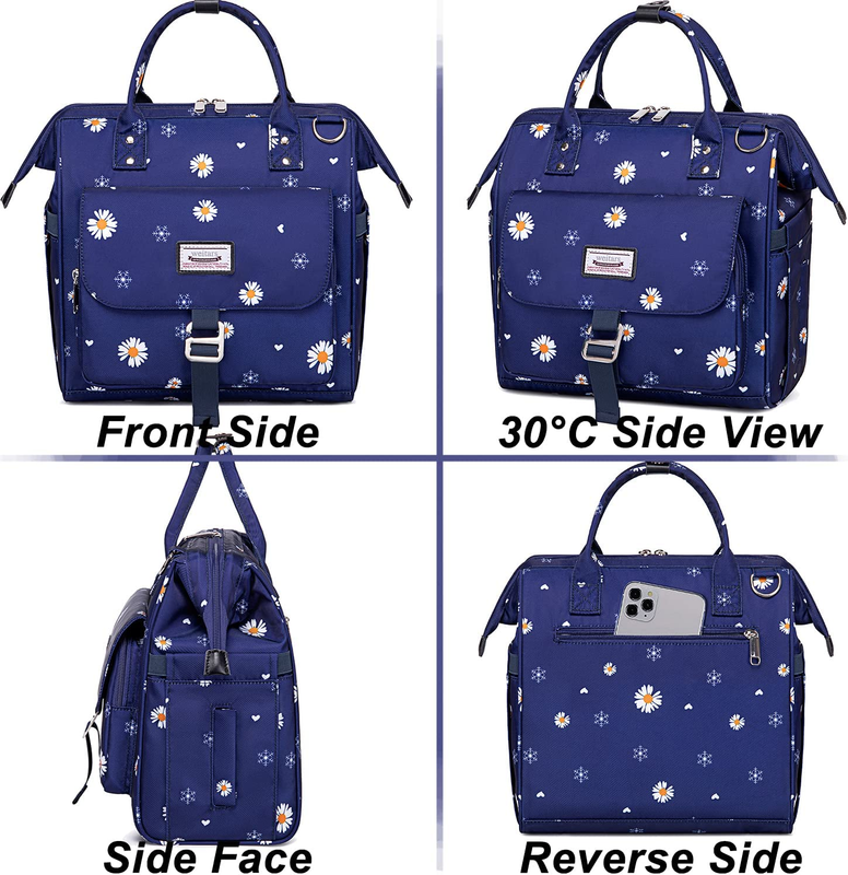 Large Lunch Bag for Women,Insulated Flower Lunch Box Lunch Tote Kit,Wide-Open Lu