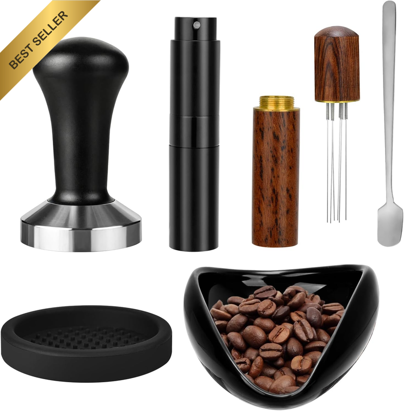 51Mm Coffee Tamper Set: 6-Piece Coffee Tamper Set with Barista Tamper, WDT Tool,