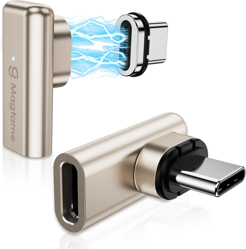 2Pack 240W Magnetic Right Angle USB C Male to USB C Female Adapter 90 Degree, Ty