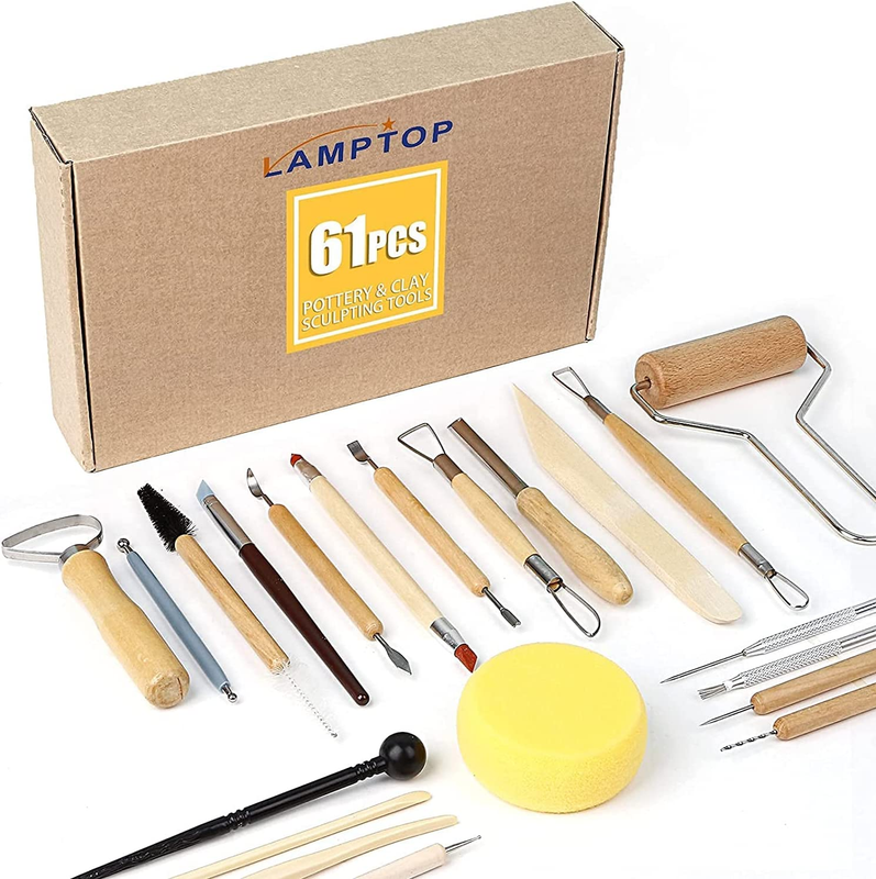 61 Piece Ceramic Clay Tools Set, Polymer Clay Tools Pottery Tools Set, Wooden Po