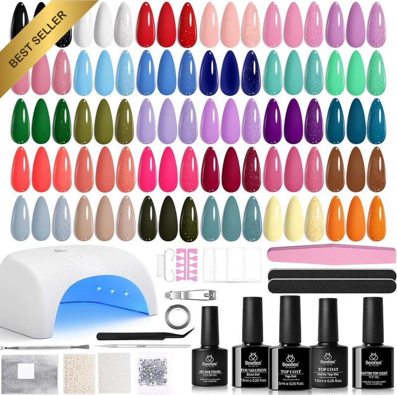 Beetles Gel Nail Polish Kit 32 Colors UV Light Set with Base Top Coat