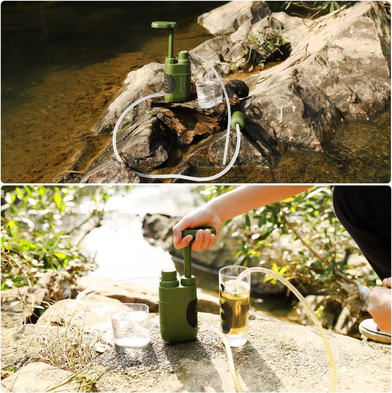 Portable Water Purifier Pump Replaceable Carbon 0.01 Micron Water Filter Emergen