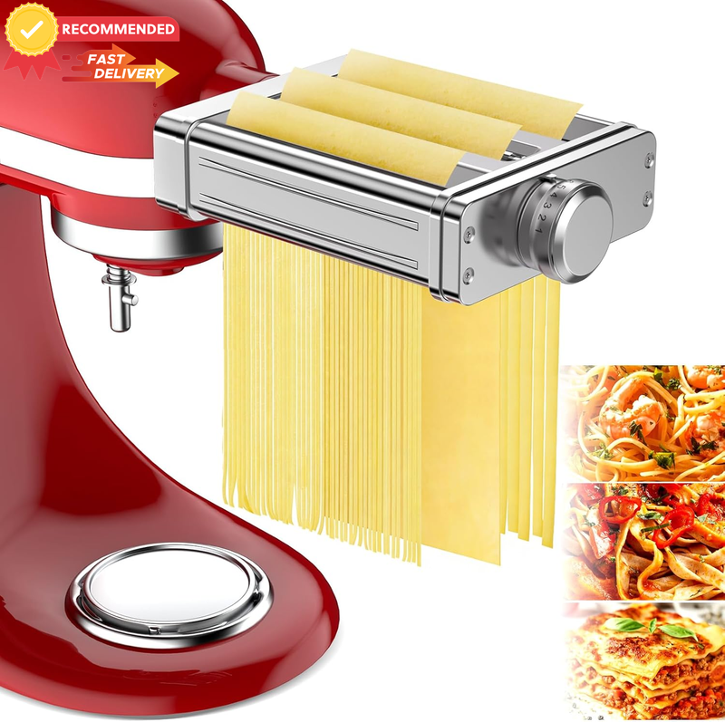 Kitchenaid Pasta Maker 3-in-1 Attachment, Stainless Steel Sheet Roller & Cutter
