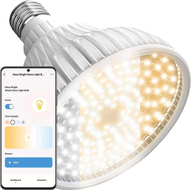 HAUS BRIGHT Smart LED Grow Light Bulb - Dimmable Warm, Cool & Daylight | Schedul
