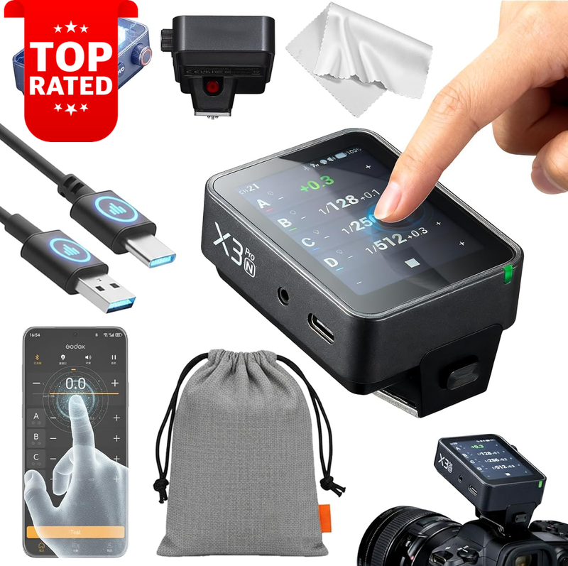X3Pro N TTL Wireless Flash Trigger Nikon App Control 2.4In LCD Display