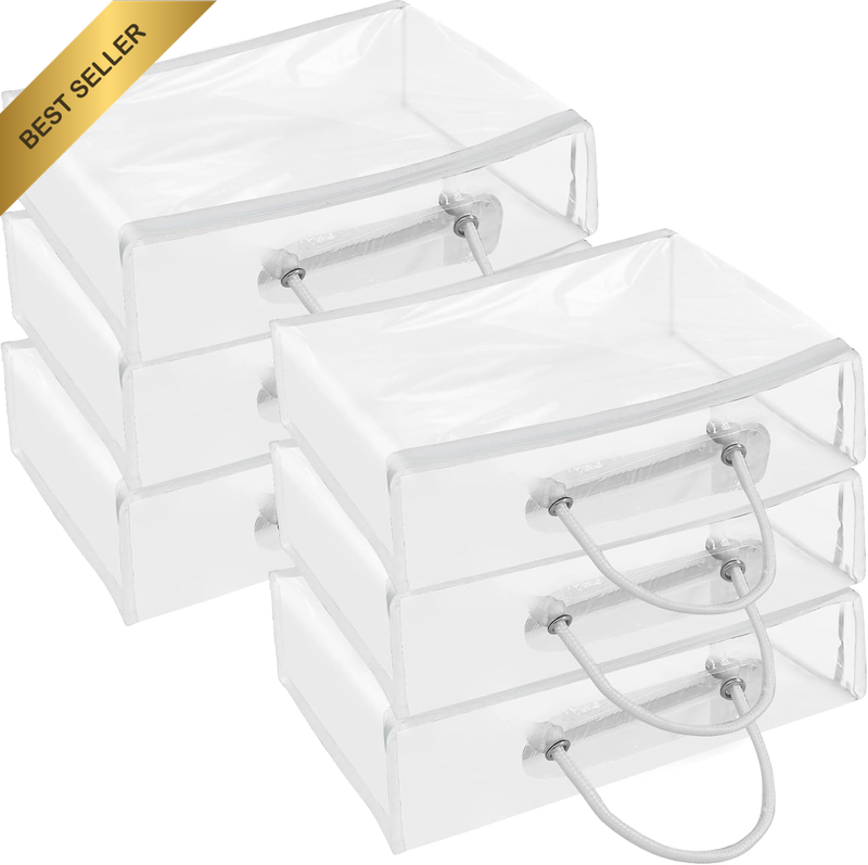 6 Pack Clear Clothes Storage Bags Zipper Handles 15.7x11.8x3.9