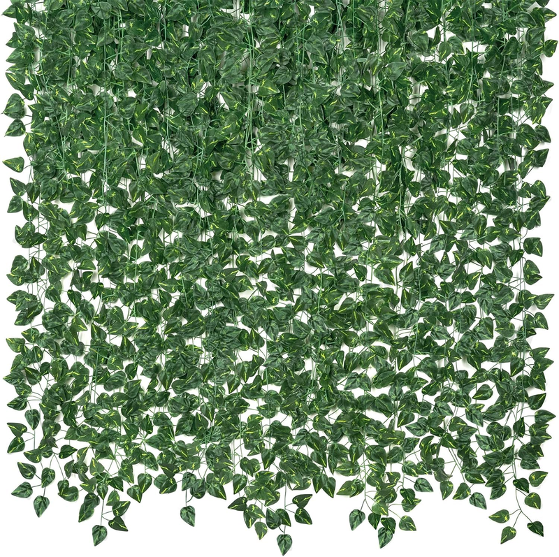 14 Pack 98Ft Artificial Ivy Garland, Fake Vines UV Resistant Greenery Leaves Fake Plants Hanging Aesthetic Vines for Home Bedroom Party Garden Wall Room Decor