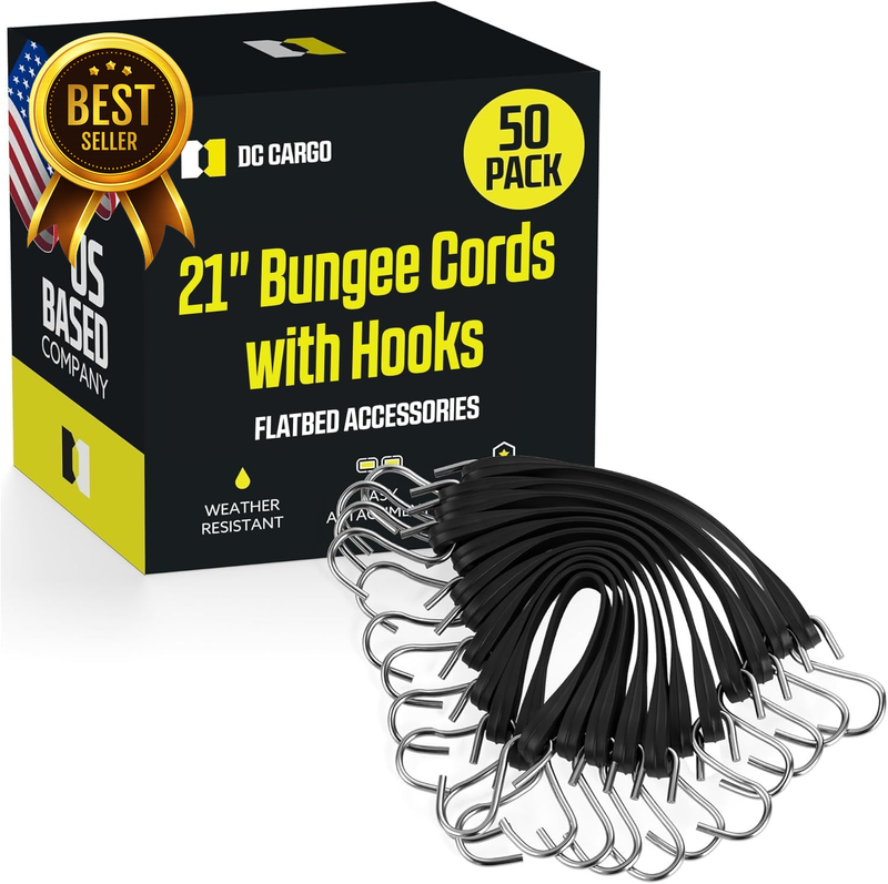 50-Pack 21-Inch Natural-Rubber Tarp and Cargo Tie-Down Bungee Straps
