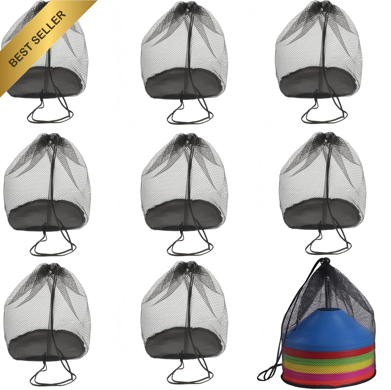8Pcs Cone Storage Mesh Bags Drawstring Carrier | Outdoor Sports, Fitness Field M