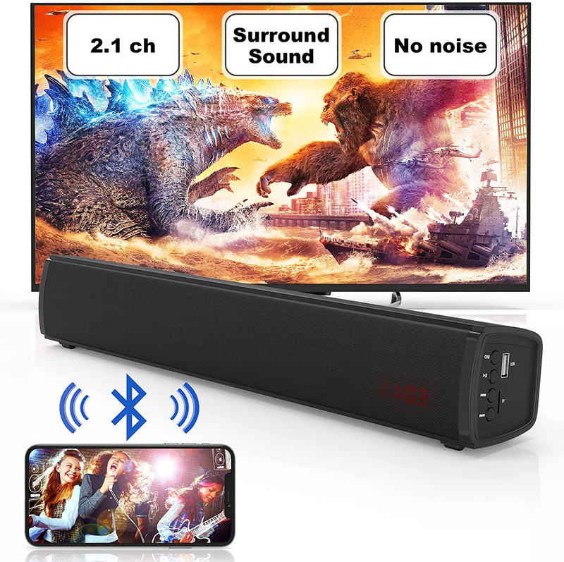 Mini Sound Bars for Tv with Built-In Subwoofer Bluetooth/Optical/Aux/Usb/Tf Conn