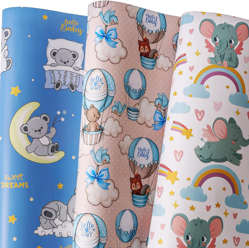 - Gift Wrapping Paper For Boys Girls Kids With Cute B