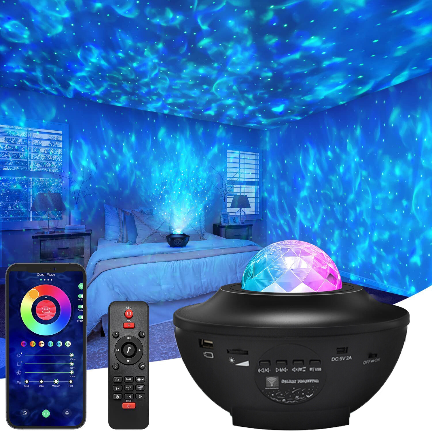 Projector Galaxy Starry Sky Night Light Ocean Star Party Speaker LED Lamp Remote